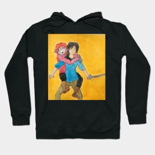 What are best friends for? Fantasy watercolor illustration elf wizard and human rogue Hoodie